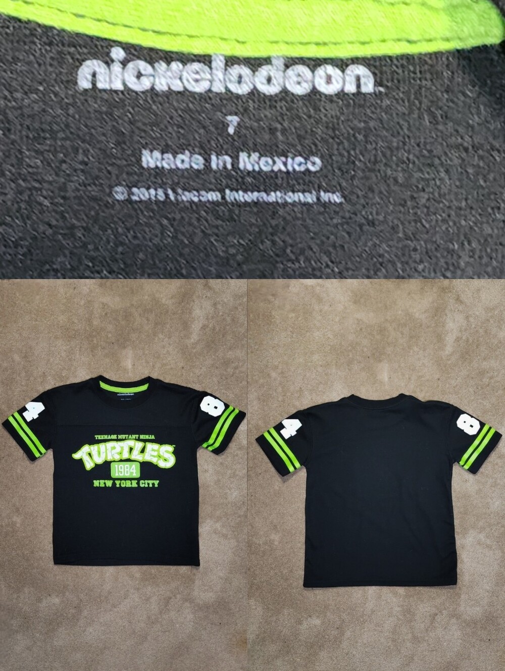 Kids Retro Teenage Mutant Ninja Turtles Jersey Tee Sz 7
